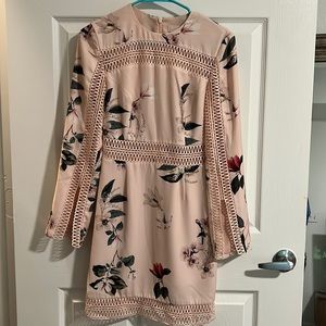 Keepsake The Label Do It Right Mini Floral Long Sleeve Dress Pink